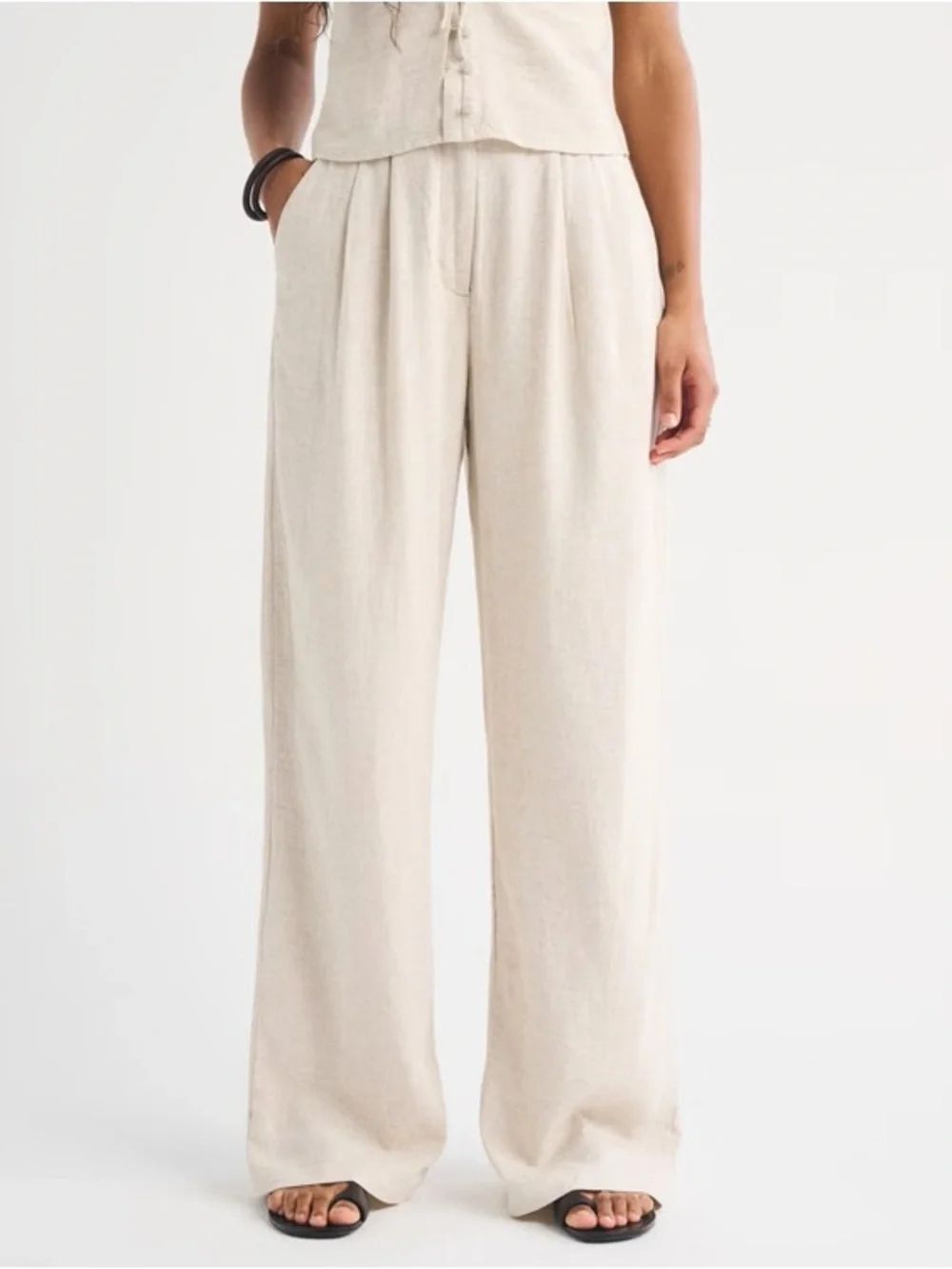 Abercrombie‎ & Fitch Sloane Linen-Blend Wide Leg Pants